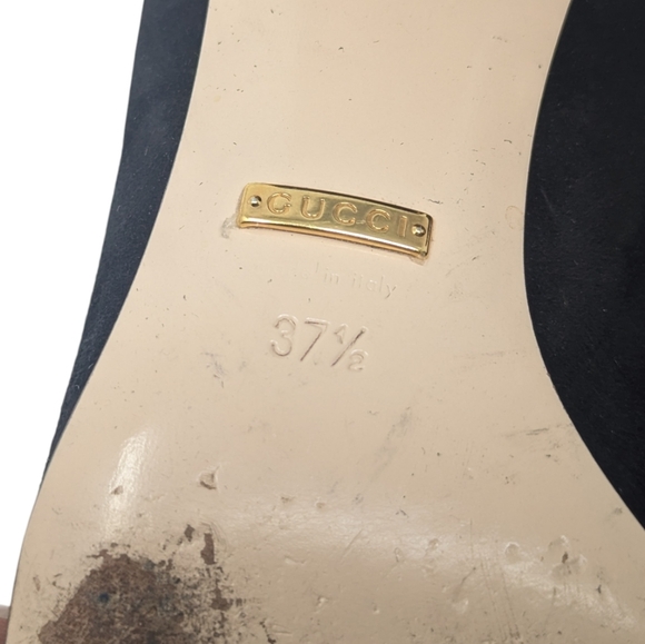 Gucci Marmont Black Suede Fringe GG Block Heel Loafers Size EU 37.5 - Picture 8 of 13